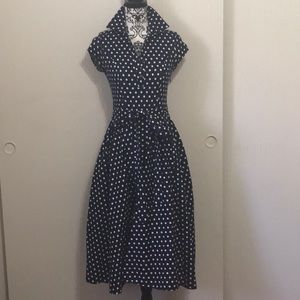 Navy polka dot 40’s-50’s style dress